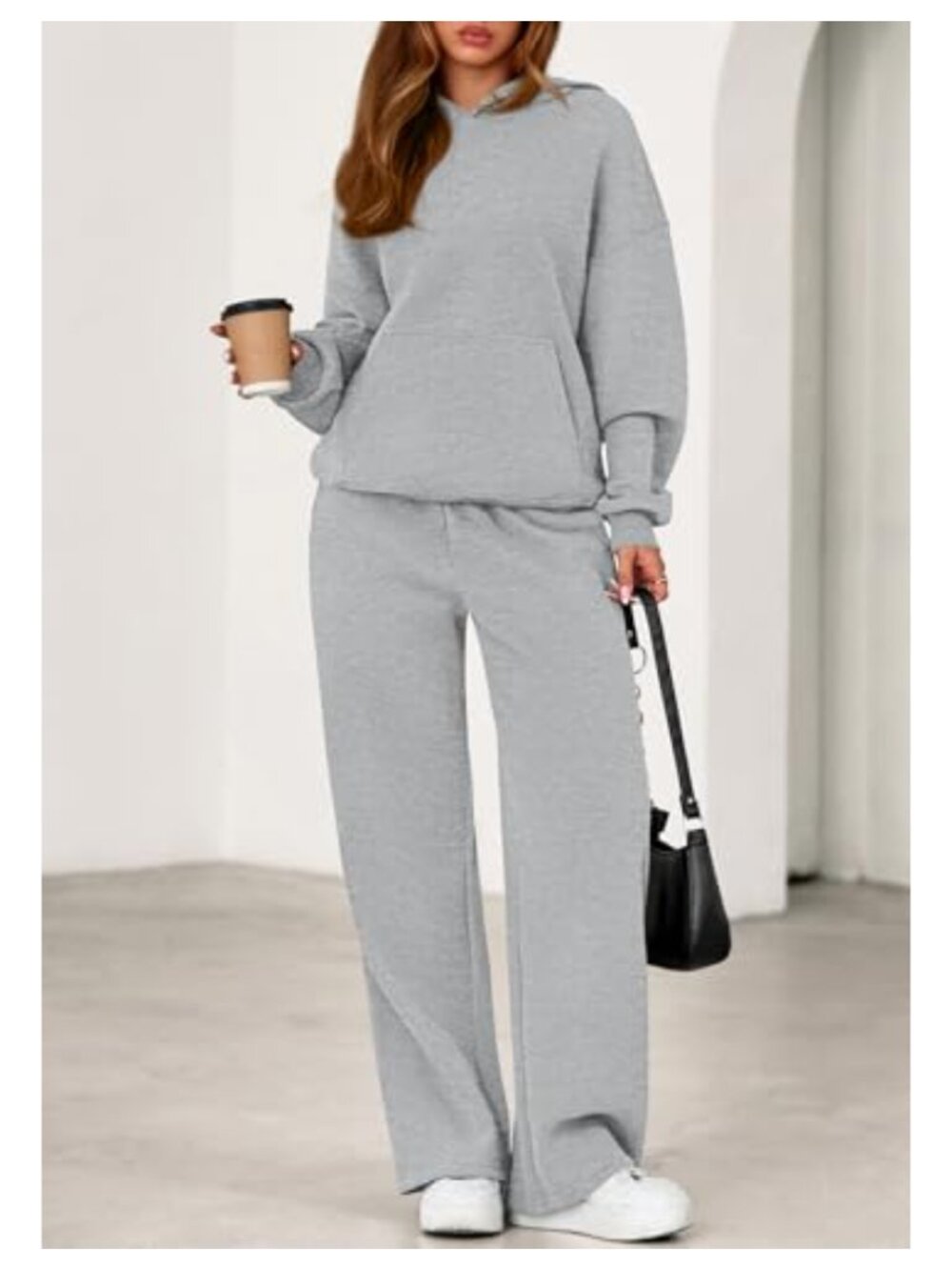 PRETTYGARDEN 2 Piece Sweatsuit Hoodie & Wide Leg Sweatpants Lounge Set - Picture 2 of 6